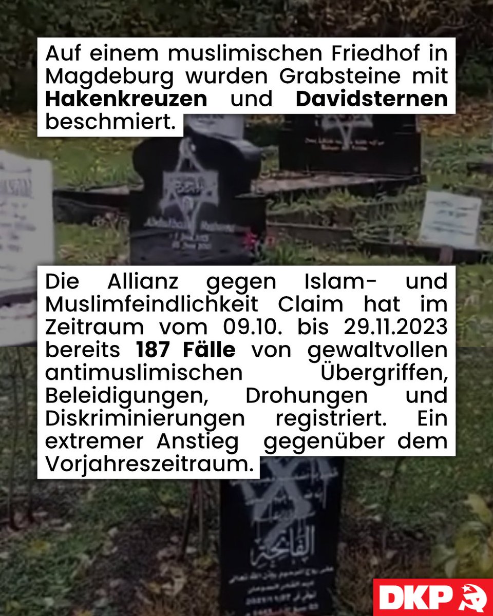 DKPBerlin's tweet photo. Angriffe gegen Muslime und muslimisch gelesene Menschen nehmen in Deutschland rasant zu. Sogar jeder zweite Deutsche stimmt muslimfeindlichen Aussagen zu (Muslimfeindlichkeit – Eine deutsche Bilanz, 2023/BMI). https://t.co/5lsnr6MI08