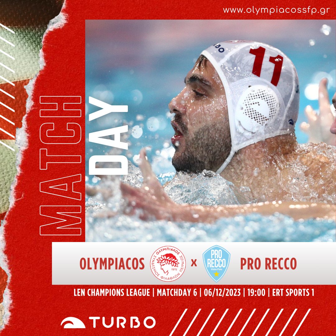 OlympiacosSFP's tweet photo. 🔥 Matchday!⠀
🆚 Pro Recco
🏆 @lenchampions⠀
📅 Matchday 6
🕖 19:00⠀
🏟️ Παπαστράτειο
📺 ERTsports1⠀
⠀
#osfp #Olympiacos #OlympiacosSFP #waterpolo #pallanuoto #LENChampionsLeague #LENCHL https://t.co/23AEJBVJDS
