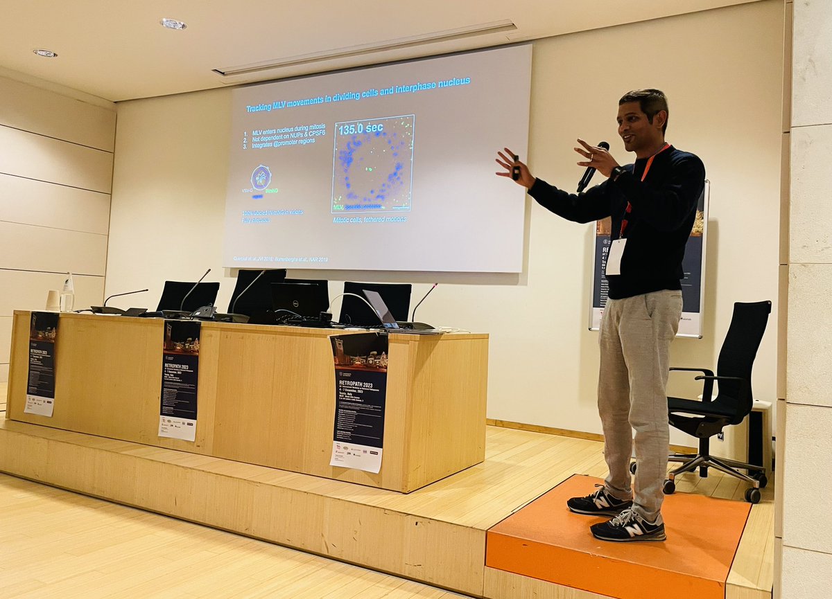 CedricFeschotte's tweet photo. Amazing tour de force by @AshwanthFrancis: live cell imaging of HIV hitchhiking a ride on nuclear speckles to target actively transcribed genes for integration. So cooool! #RetroPath https://t.co/KjdKSSXZ9E