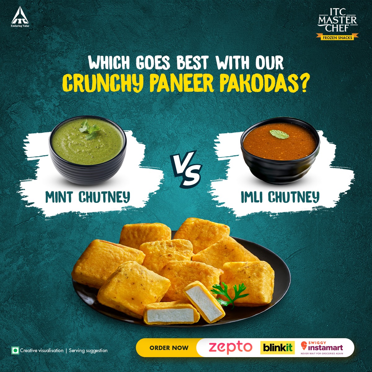 ITCMasterChef's tweet image. Crunchy yet creamy ITC Master Chef Paneer Pakodas are always a treat, but which of these should would you have as the winner of #DipCup 

#ITCMasterChef #ITC #YummyFood #EasyToCook #Snacks #FoodLovers
