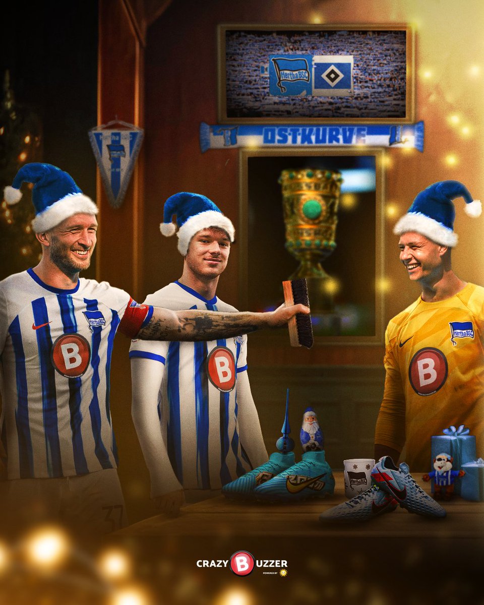 HerthaBSC's tweet photo. Die Schuhe sind geputzt – wir sehen uns heute Abend! 🎅🏆

🆚 @HSV 
📍 @Oly_Berlin
⏰ 20:45 Uhr
📺 @SkySportDE 
🎫 https://t.co/7vaEa8x2yA 👈

#BSCHSV #HaHoHe https://t.co/QgY8jH1qjj
