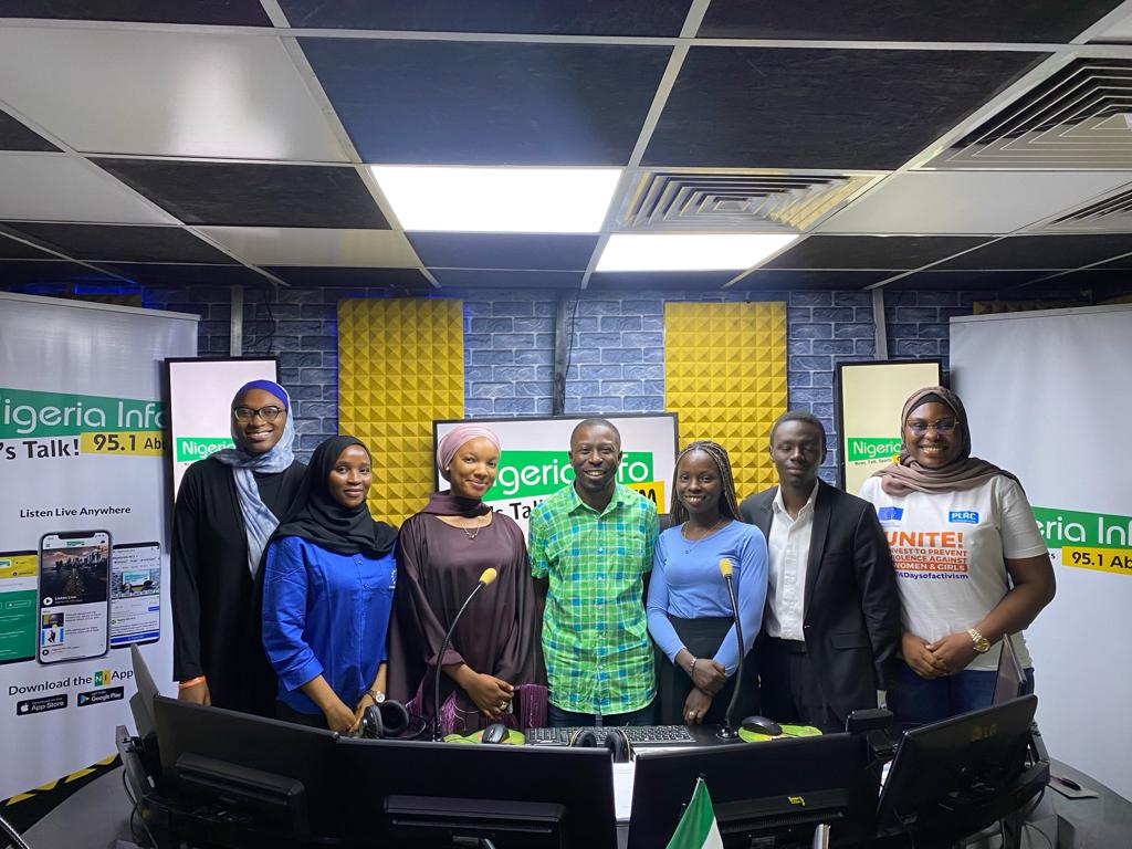 PLACNG's tweet photo. Moments ago, 2023 PLAC Legislative Interns were Live at @NigeriaInfoAbj FM Abuja with @FemiDlive.  The focus of the conversation was on Gender-based Violence in Nigeria and Legislative Intervention to commemorate the #16DaysOfActivismAgainstGBV 

#EUinNigeria 
#EU4DemocracyNG 
#16DaysOfActivism2023 #16DaysOfActivismAgainstGBV 
#PLACInternship 
#PLACInternship2023