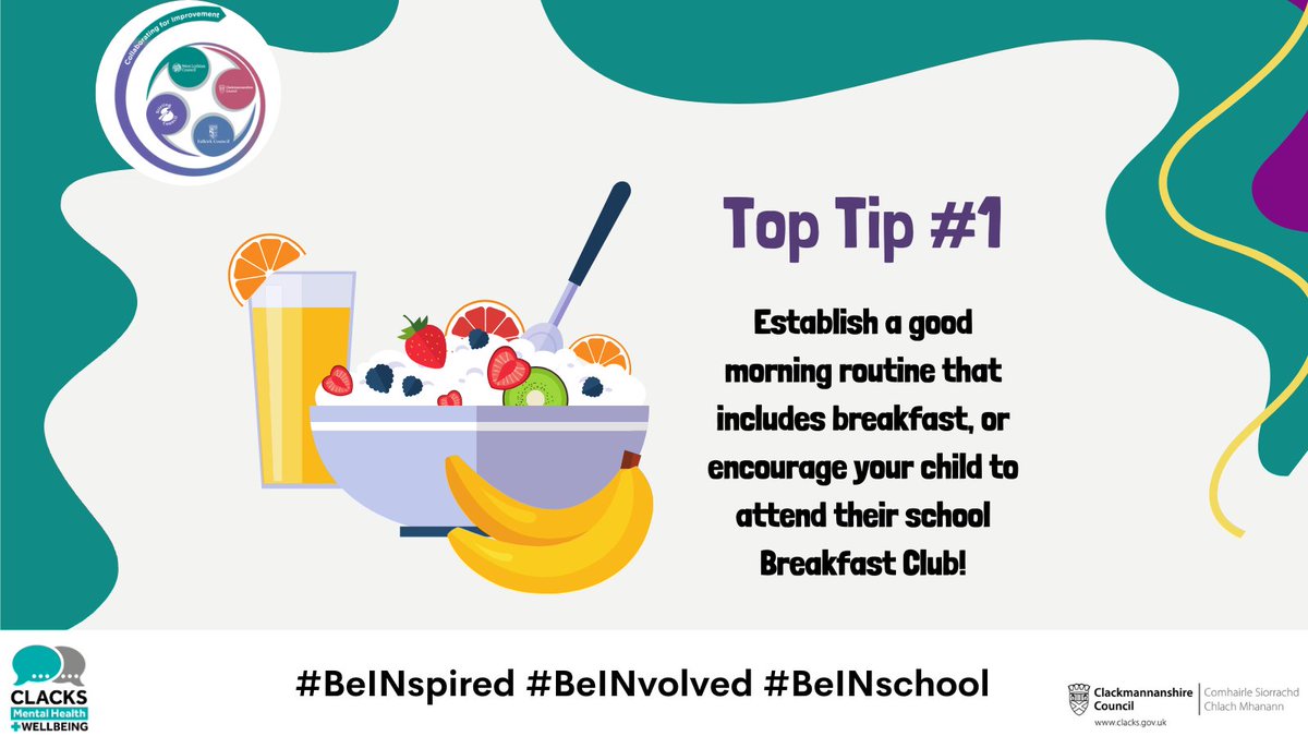 With the dark mornings establish a good morning routine to include breakfast or encourage your child to attend the school/ELC Breakfast Club. @AlloaAcademy @Lornshill @AlvaAcademy @abercrombyps @AlvaPSandELC @Banchoryps @ClackmannanPS @ParkELC1 #BeINspired #BeINvolved #BeINschool