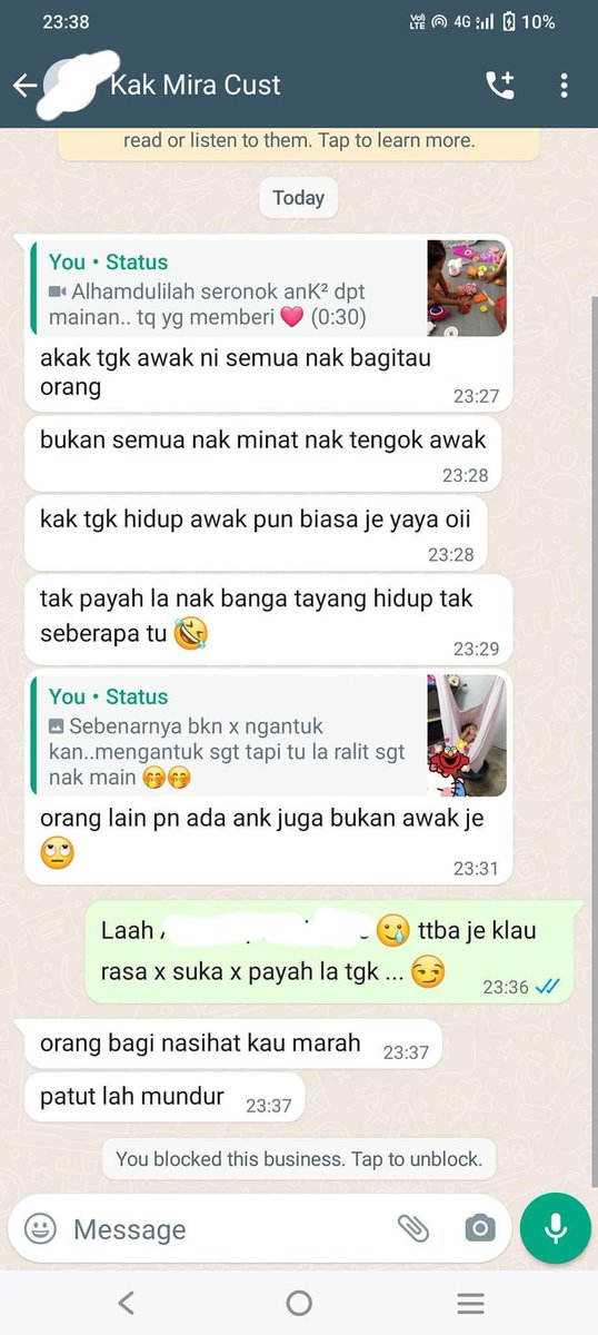 AbudiAlsagoff's tweet photo. Customer pergi tengok story WHATSAPP kau, pastu dia komen macam ni. 

Apa reaksi kau?? https://t.co/JE2INaZWaa