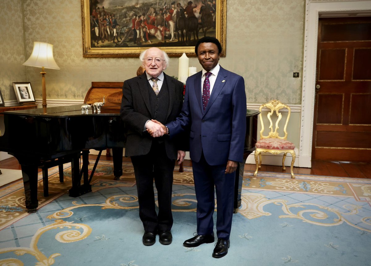 KenyaDublin's tweet photo. It was a busy season as Amb. 
@MubeaMichael  bids goodbye to friends and fellow Kenyans as he concludes his tour of duty in Ireland. It included a  courtesy visit to His Excellency President Mr. Michael D. Higgins, a great friend of Kenya. Asanteni sana. I wish you all the best https://t.co/YHNhcCnn4A