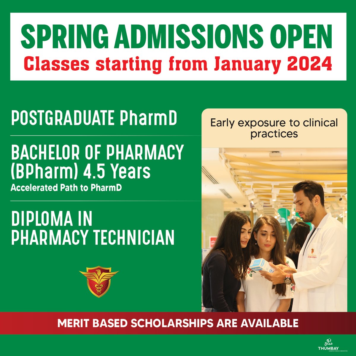 gulfmedicaluniv's tweet image. Our Spring Intake admissions are now accepting applications. Begin your online application, and one of our admission advisors will contact you to assist with the application process : bit.ly/3YV8mMF
#springintake #pharmacy #education #admissions