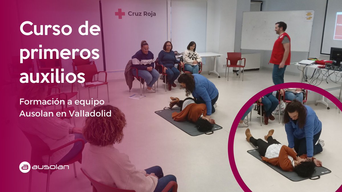 GrupoAUSOLAN's tweet photo. En nuestro compromiso con las personas, fomentamos la preparación de nuestra gente, protagonista del proyecto compartido que es #Ausolan 🤝💜 Nuestros equipos en Valladolid han participado un curso de #primerosauxilios, porque la seguridad nos importa 🦺👩⚕️🩺 https://t.co/1ry6qQToCW