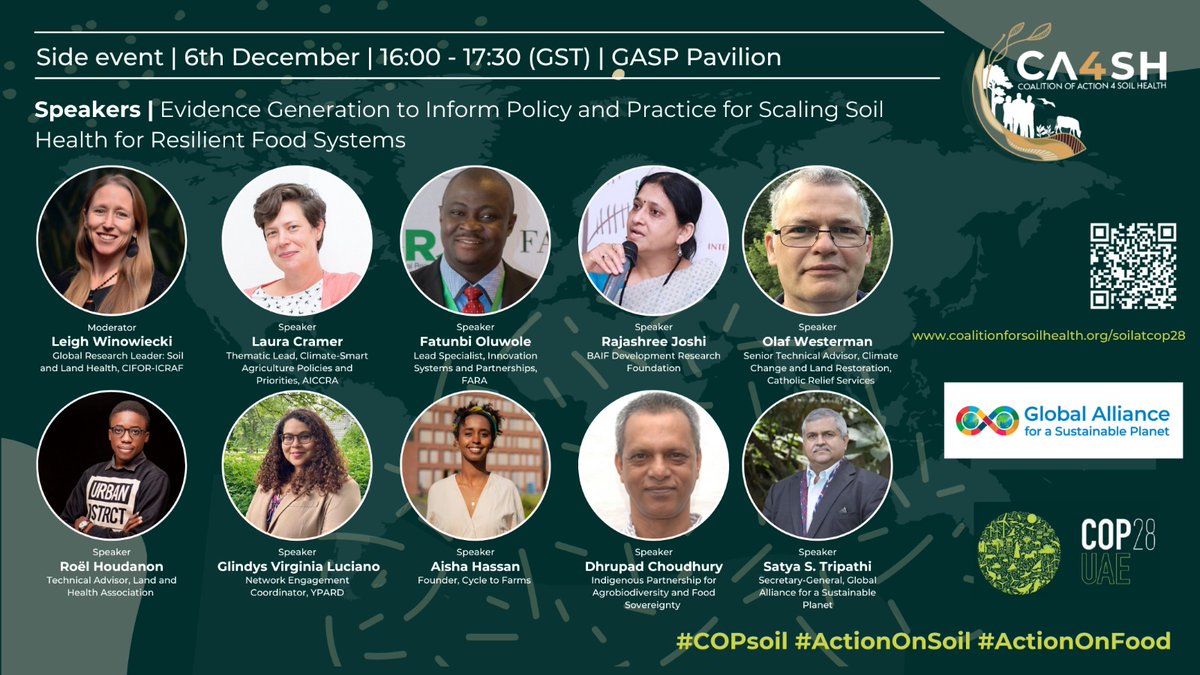 Don't miss today's #COP28 side event with @ca4sh_global! We will discuss why healthy soil is the foundation of our food systems & WHY efforts to combat desertification, to move from scarcity to prosperity, will need to consider HOW to scale #soil health🌐. #COPsoil #ActionOnSoil