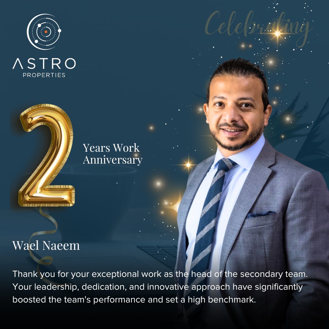 🎉 Astro Work Anniversary🌟

Congratulations Wael, on your 2-Year Work Anniversary and Leadership Success at Astro! 

#AstroAnniversaries #AstroPride #congratulations #TeamAstro #TogetherWeGrow #employee