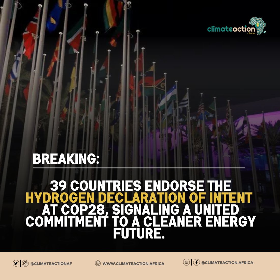 🌐Breaking News! 39 countries unite at #COP28 for a hydrogen-powered future. 🤝 Launching game-changing initiatives like the Public-Private Action Statement and ISO methodology, they're fast-tracking clean energy globally. 🌍💡 #HydrogenRevolution #ClimateLeadership