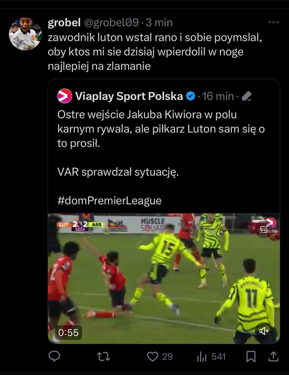 Obrzydliwy, prowokujący piłkarz Luton