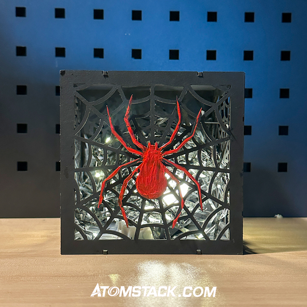 AtomStack's tweet photo. 📷📷Watch out for the spider!📷📷
#atomstack #atomstackcom
Machine: A20 Pro
Speed: 280mm/min
Power: 90%
Material: 3mm Black Cardboard https://t.co/QpAGchvDdX