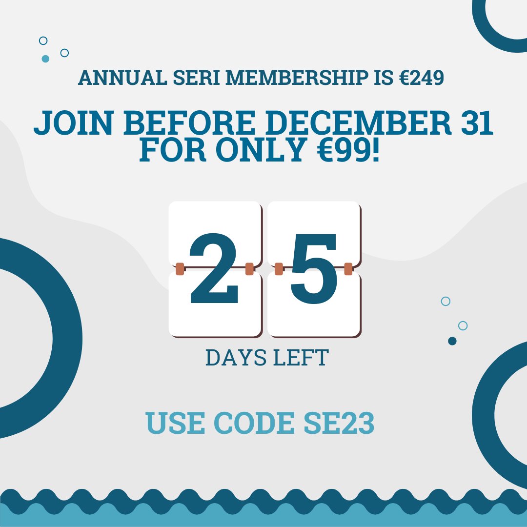Today is a great day to become a SERI member! Join before December 31st 2023 while we are offering SERI membership at an even more affordable rate of €99 using the discount code SE23 at checkout. 👏 socialenterprise.ie/membership?utm…