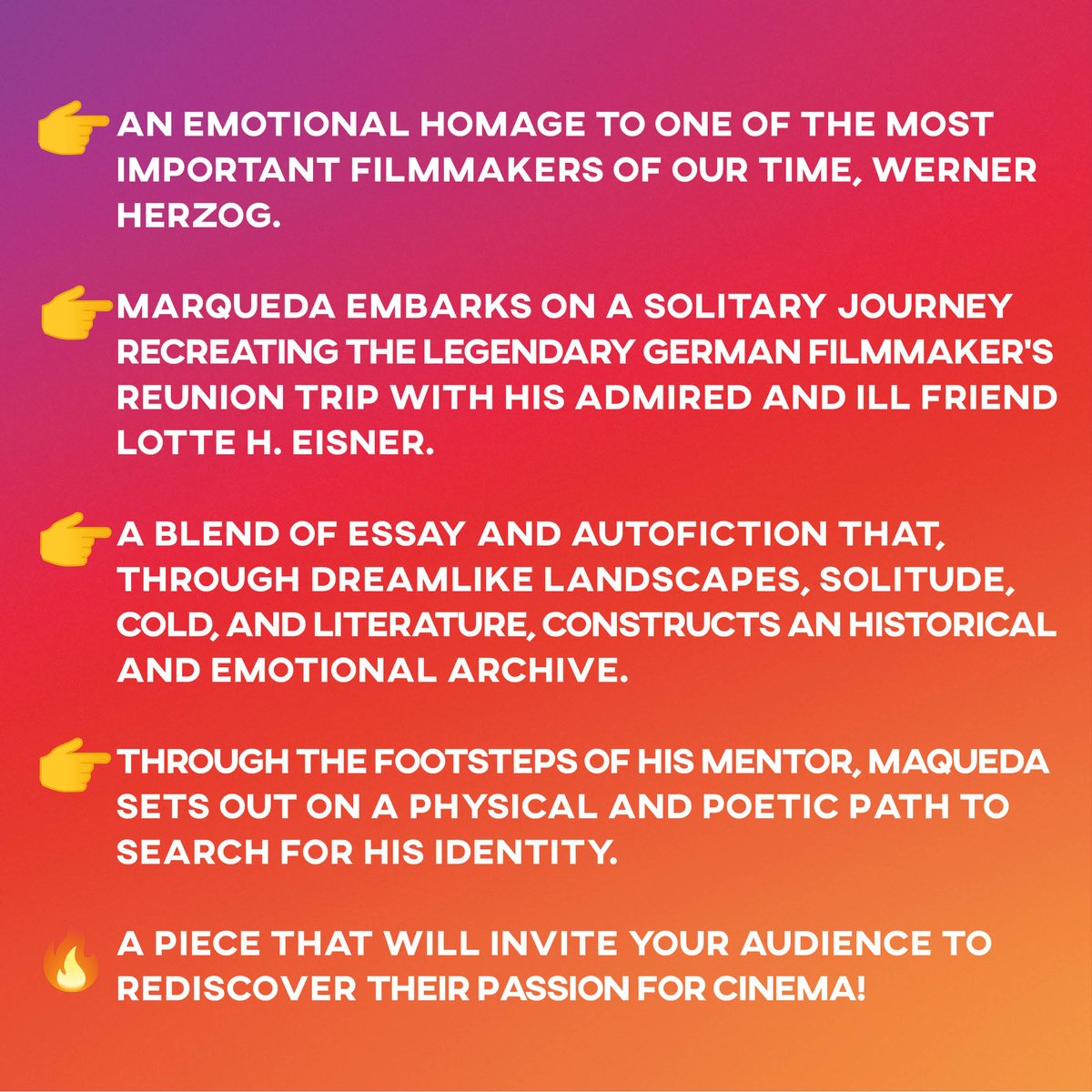 ✨FILM OF THE WEEK ✨ · PANORAMICA’S CATALOGUE 📂

🎄The heart softens more than ever, remembering and thanking those who are here and those who were.

2 weeks away from Xmas, Panoramica offers you a love and gratitude letter to the 7th art

✨ 'Dear Werner,' by <a href="/p_maqueda/">Pablo Maqueda</a>