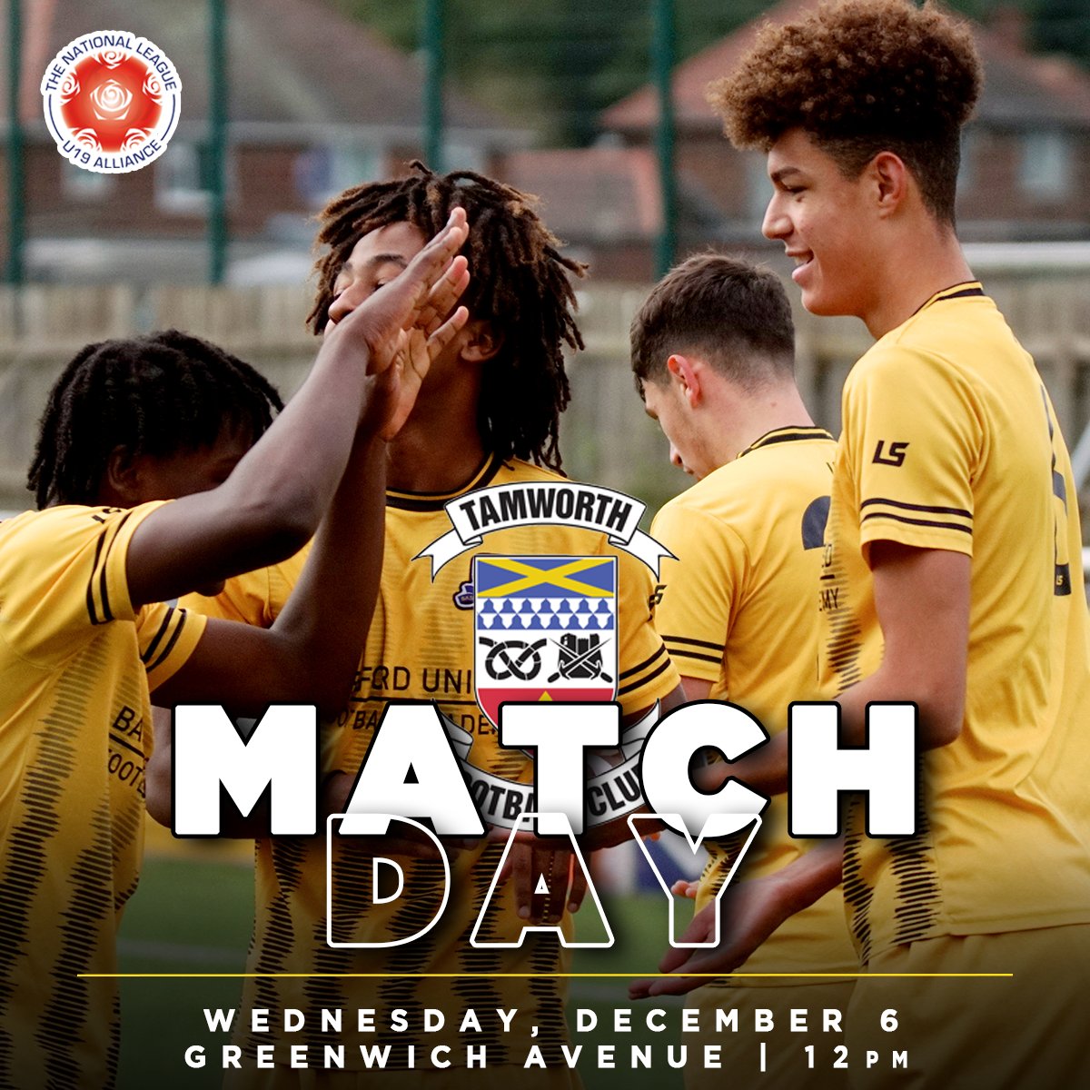 BasfordUtd's tweet photo. Looking for a sixth straight win! 👊

🆚 @TamworthAcademy 
🏆 @nationallgeU19, Division F
🏡 Greenwich Avenue (NG6 0LD)
⏱️ 12pm
🎟️ FREE! https://t.co/o7R9WFT4mb