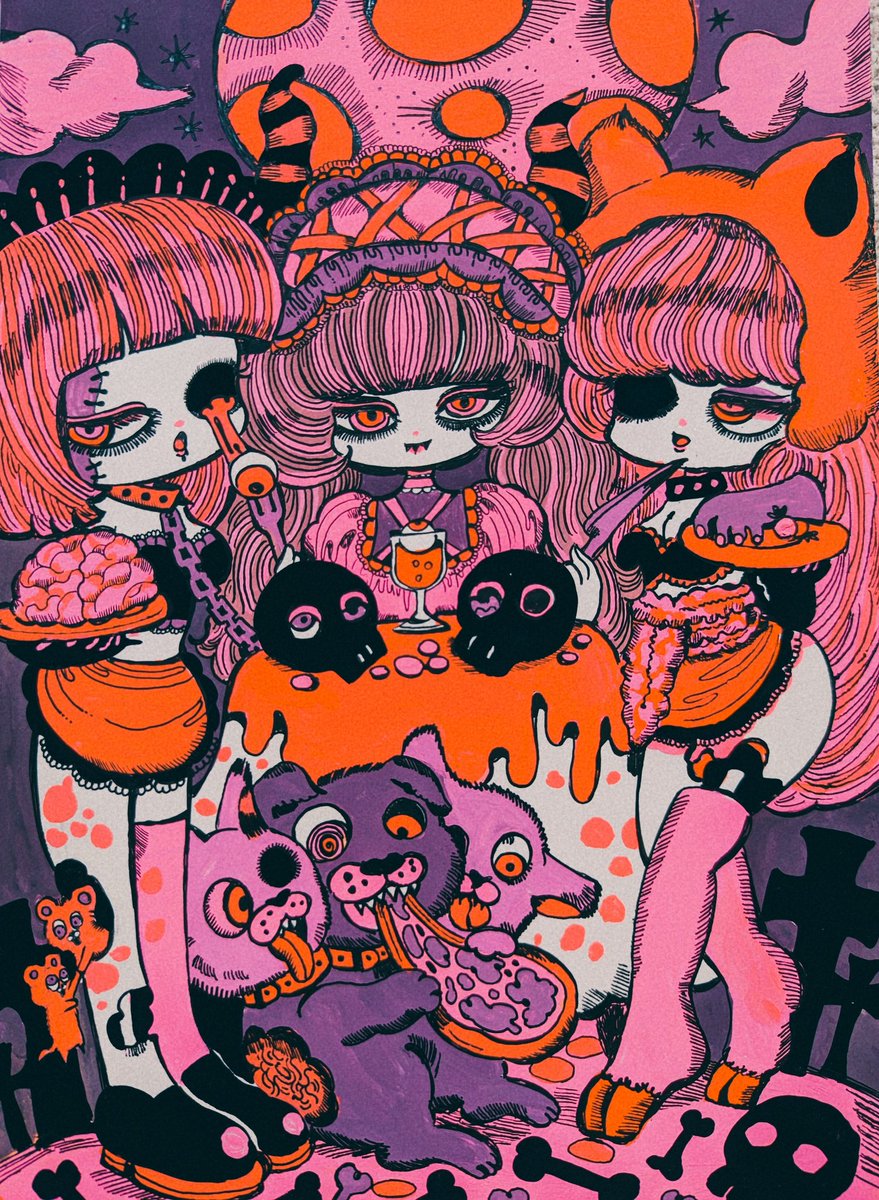 「久しぶりにグロめの作品描いたこちらも展示、販売されております」|シウ 【画集が発売されました！】のイラスト