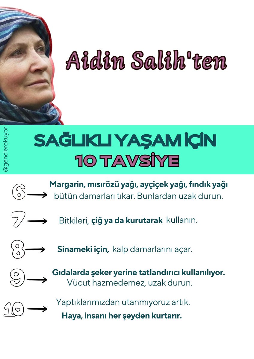Aidin Salih'ten 10 sağlık tavsiyesi🤗

#genclerokuyor #aidinsalih #sağlık #tavsiye #yaşam