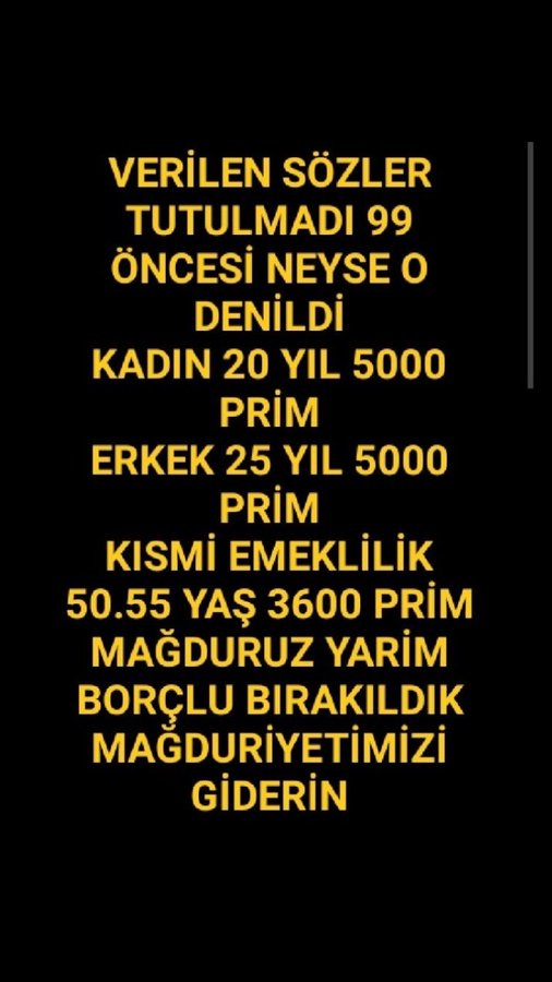 MetinHAYALet12's tweet photo. TAGIMIZ
👇👇
#5000KısmiTorbaYasayaEklensin

Eksik çıkarılan Yasa ile EYT meselesi bitmedi.

Yönetim eliyle mağdur edilen EYT'lilerin, masada bırakılan 5000 Prim ve Kısmi Emeklilik haklarının teslim edilmek üzere;

Torba Yasaya alınmasını talep ediyoruz..
@RTErdogan @isikhanvedat https://t.co/QjYcv9jqVM