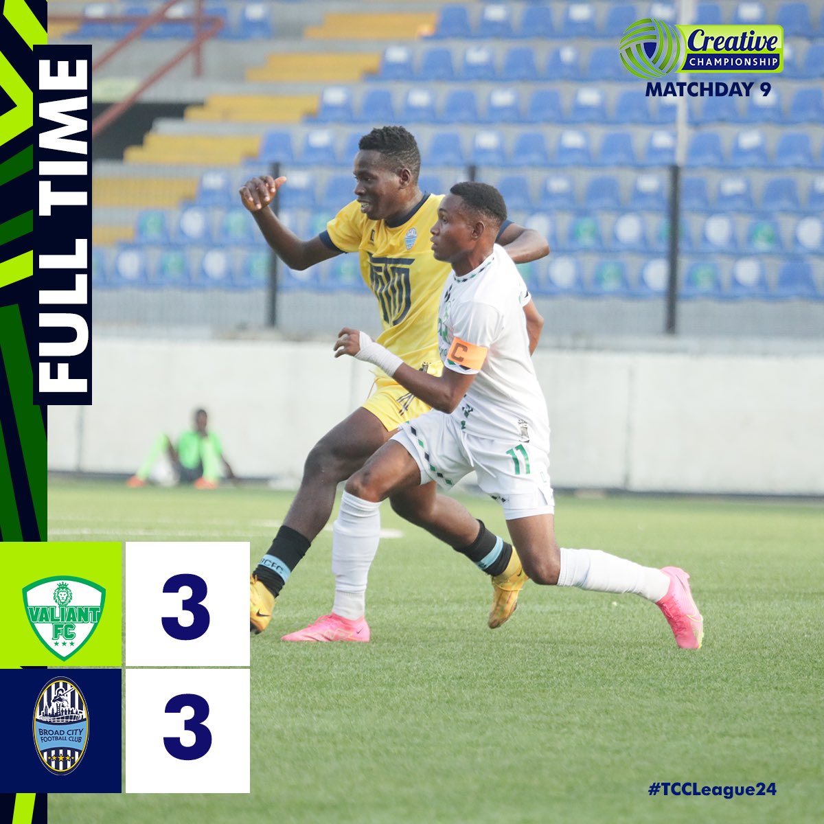 official_tcchq's tweet photo. It’s a six-goal thriller but no victor in the end.

#VALBRC #TCCLeague24 https://t.co/N854UiGUM9