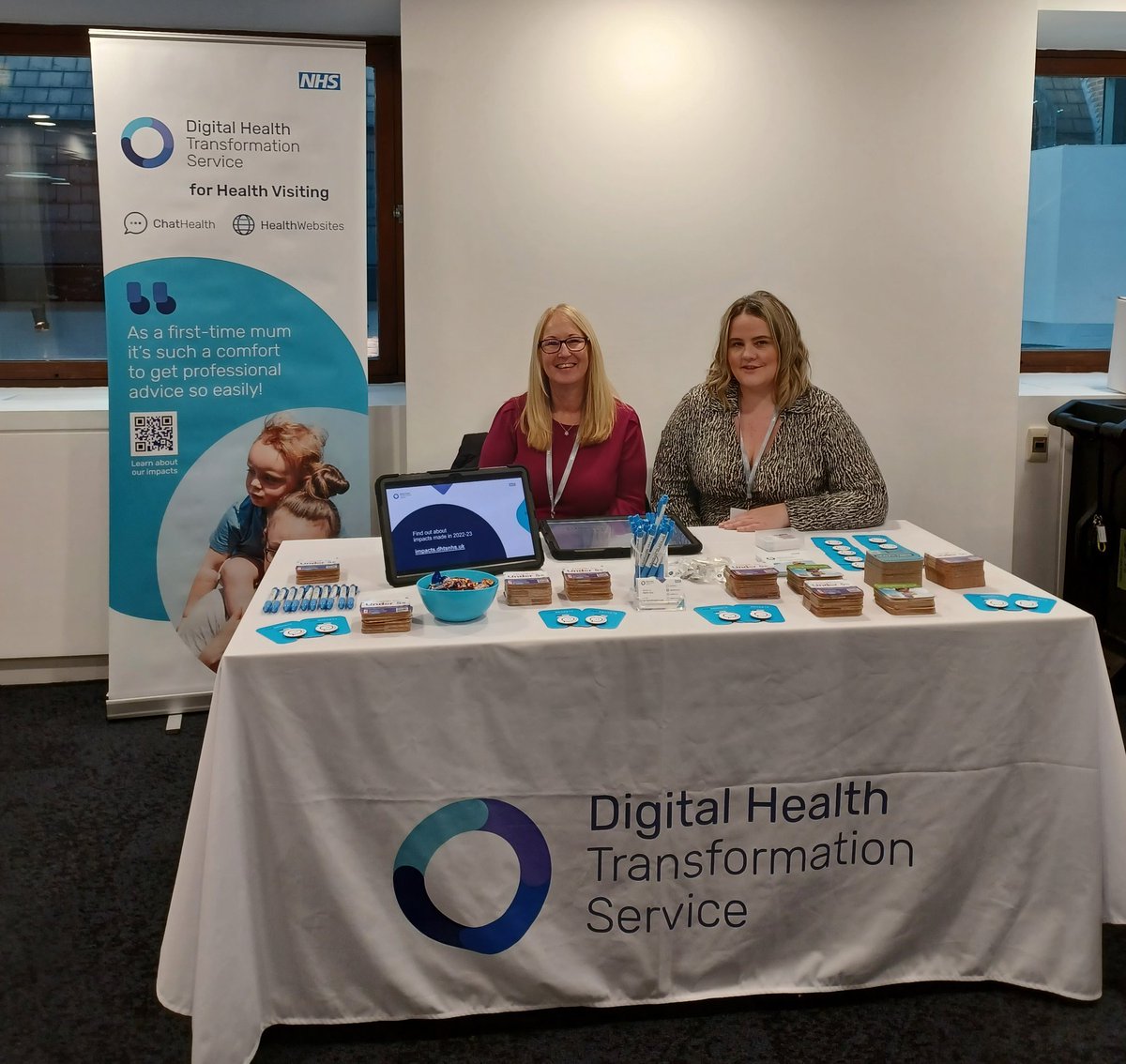We're in London today for #iHVLeadership2023 conference.  

Come and see us to find out how #ChatHealthNHS & @HealthforU5s are helping to enhance health visiting services.