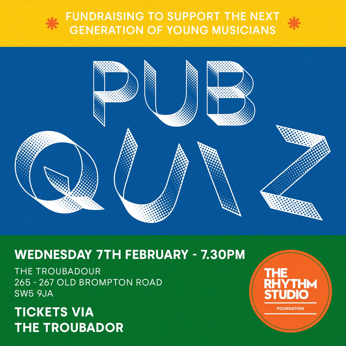 Join us for The RSF Pub Quiz at iconic music venue, Troubadour on Wednesday 7th February 2024. It’ll be a fantastic evening, with live performances by our talented rising scholarship stars followed by a Pub Quiz. Hosted by legendary quizmaster @slondonuk  tinyurl.com/rsfquiz24