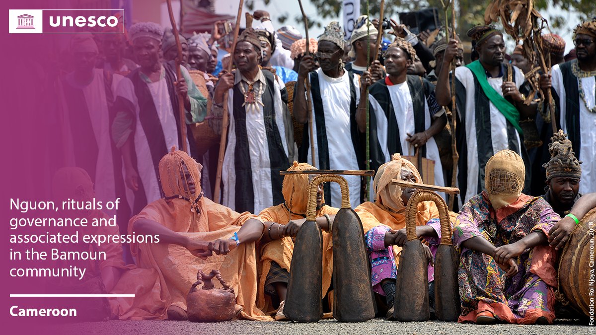 UNESCO's tweet photo. 🔴 BREAKING

New inscription on the #IntangibleHeritage List: Nguon, rituals of governance and associated expressions in the Bamoun community, #Cameroon 🇨🇲.

Congratulations!

https://t.co/c2HMPpStCA #LivingHeritage https://t.co/H6itAEKVz5
