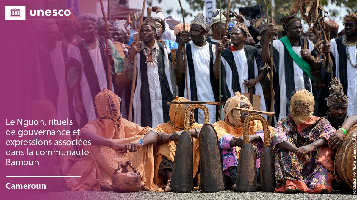 UNESCO_fr's tweet photo. 🔴 FLASH INFO

Nouvelle inscription sur la Liste du #PatrimoineImmatériel : Le Nguon, rituels de gouvernance et expressions associées dans la communauté Bamoun, au #Cameroun 🇨🇲.

Félicitations !

https://t.co/MnNjFgH9lC #PatrimoineVivant https://t.co/O6BxCXfmBN