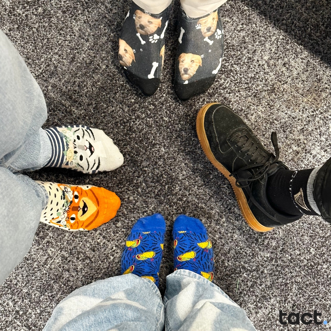 It was National Sock Day on Monday, so of course, we came to work in our funkiest socks! 🧦

Which do you prefer - the dogs, cats, tacos, or Guinness socks? Comment below 👇🏼

#NationalSockDay #FunkySocks #Tact