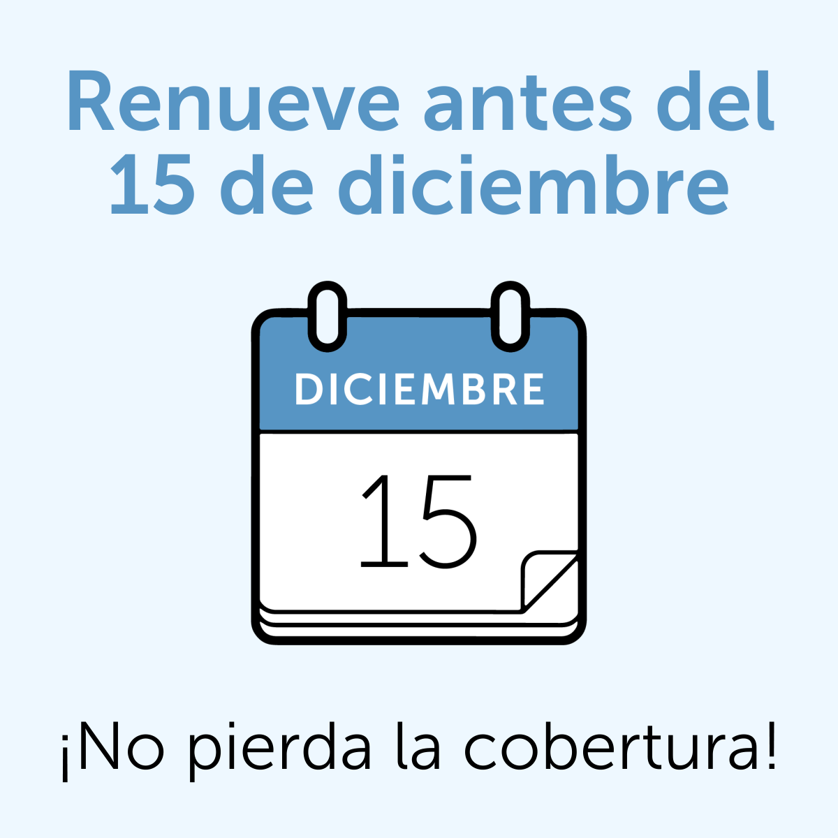 ¿Su plan de Medicaid termina el 12/31? De ser así, debe renovar antes del 12/15. Si se le pasa esta fecha, no tendrá cobertura a partir del 1/1. ¡Qué no le den de baja! Renueve antes del 12/15. #renewal #Medicaid #Healthinsurance #Healthcare