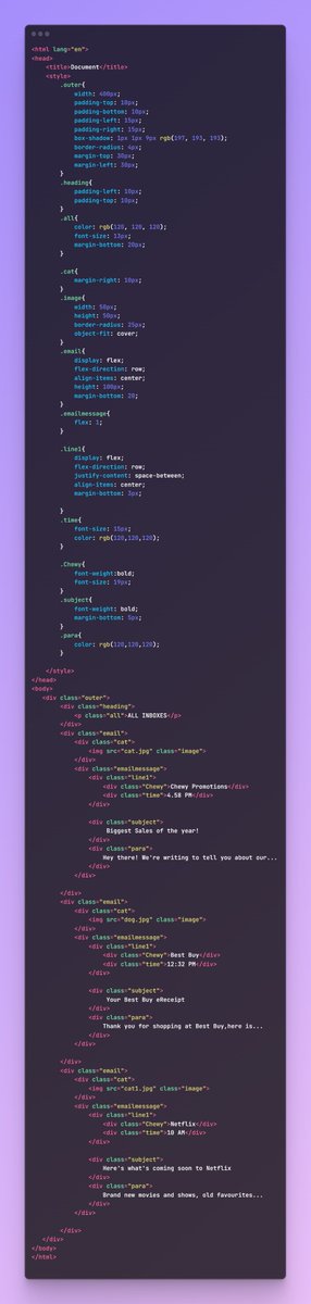 gauricodes's tweet image. Day 17 of #100DaysOfCode: Elevating yesterday's project! 🚀 Expanded on the iOS Gmail All Inboxes layout. Every line of code contributes to a more seamless user experience. 💻📧 #WebDevProgress