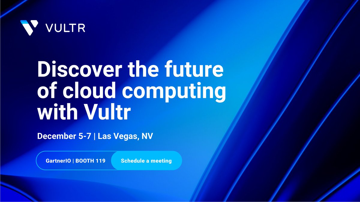 Visit Vultr at #GartnerIO at Booth 119! Break free from the constraints of traditional cloud platforms and embrace the future of independent cloud computing. Stay connected with #VultrGartner23 for live updates, and don't miss out. vultr.com/events/gartner…