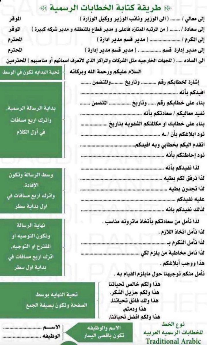 طريقة كتابة الخطابات الرسمي