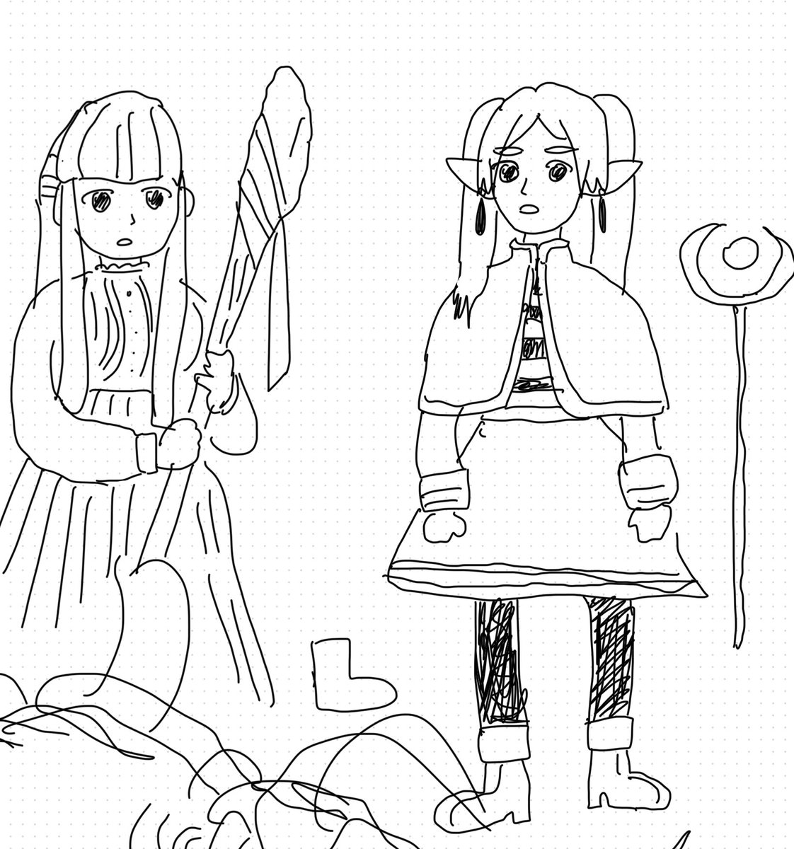 フリーレンのアニメを毎話釘付けで見ているので、何も見なくてもけっこう描けたよ!でもブーツが惜しいッ…!
#葬送のフリーレン 