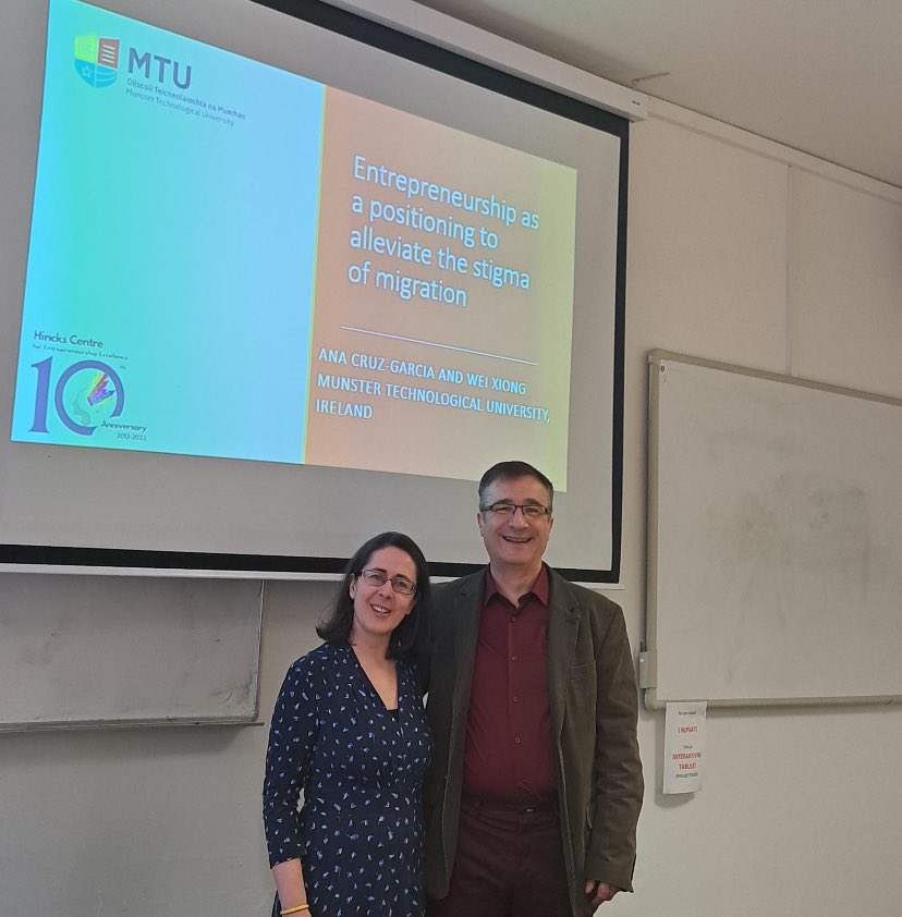 Our colleague Dr Ana CruzGarcia presenting joint paper. Co-authored <a href="/WeiIreland/">Wei Xiong</a> on ent’ship in alleviating migration stigma. at conf. ‘Respect &amp; Stigma in a Divided Society’ <a href="/CharlesUniPRG/">Charles University</a> Prague. Collaboration with colleagues from Poland. #edi