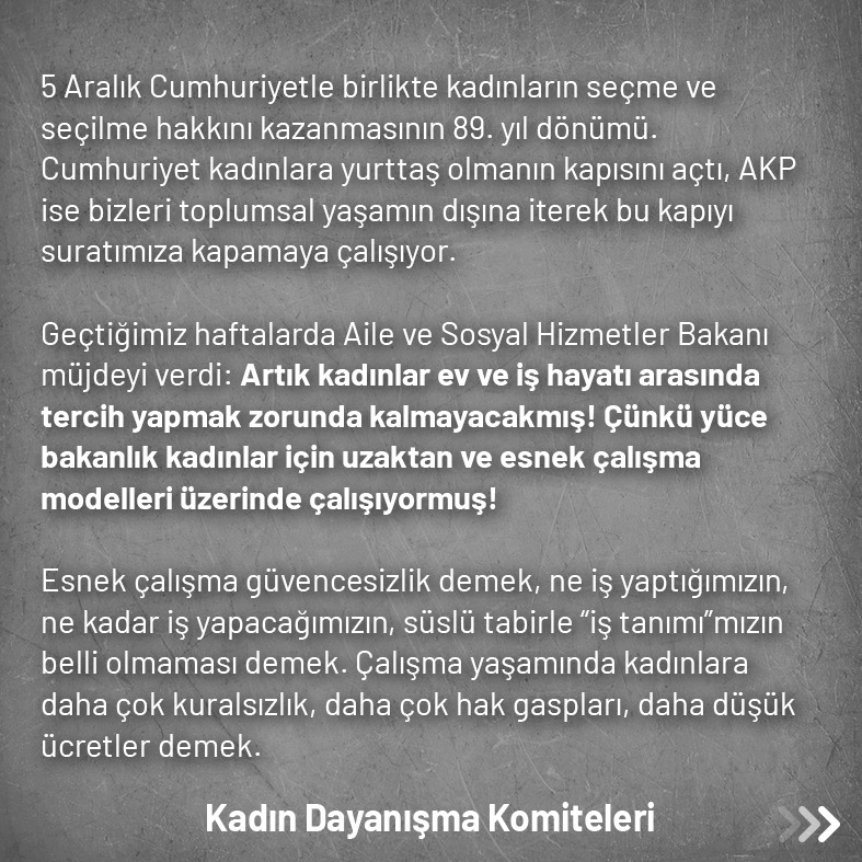 kadindayanismak's tweet photo. AKP'nin kadınlara dönük planladığı esnek ve uzaktan istihdam modelinin, ortaokul ve liselere getirilen "Türk sosyal hayatında aile" dersinin amacı bizleri toplumsal yaşamdan silmektir.

Bize evin kapısını gösterenlere biz de bu ülkenin kapısını göstereceğiz❗ https://t.co/wqx0OhV5R2