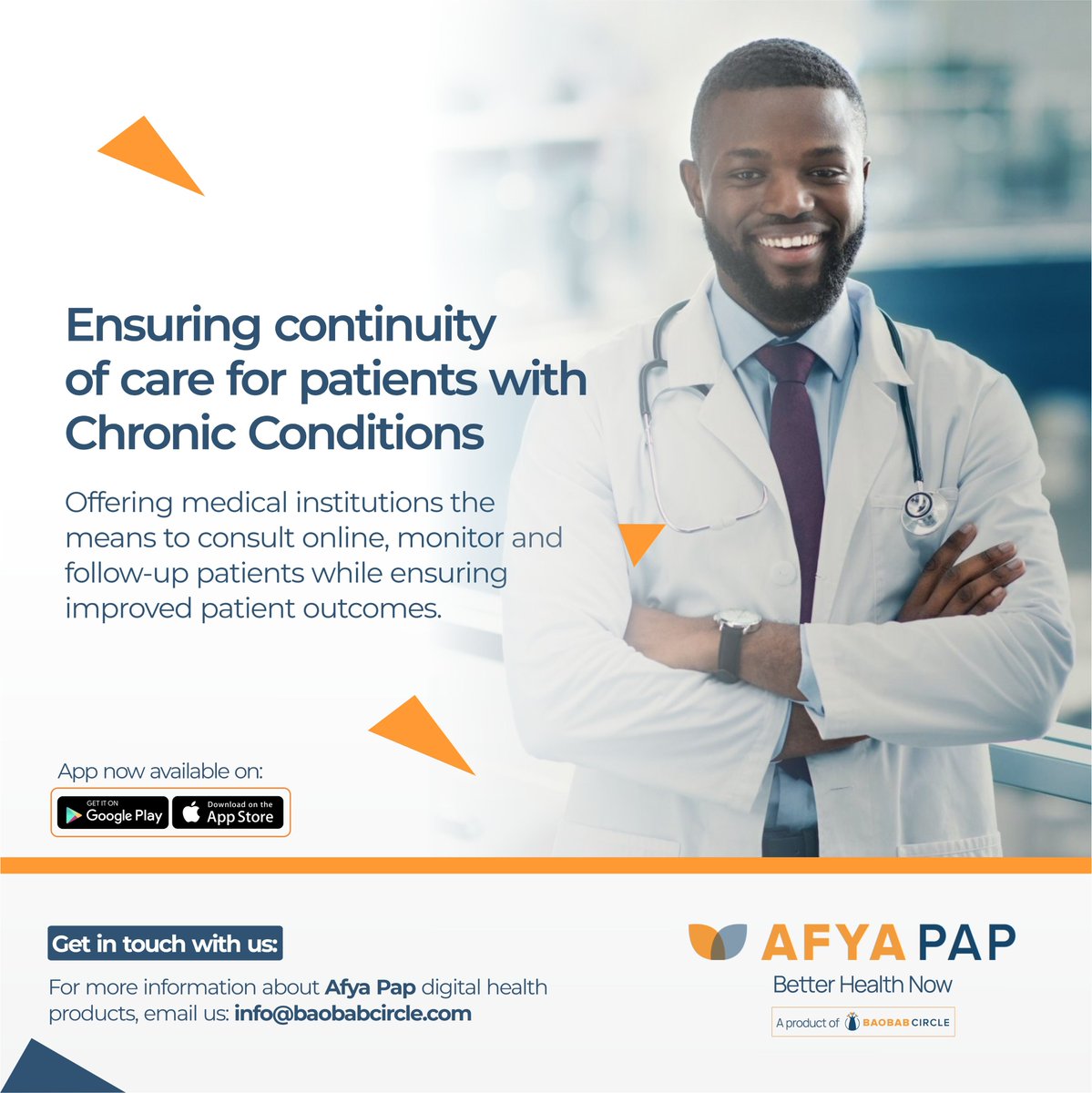 Follow up with your patients remotely from anywhere, any time, using our seamless remote monitoring solution.

Reach out to us via our email info@baobabcircle.com

#remotepatientmonitoring #continuityofcare #afyapap #patienthealth