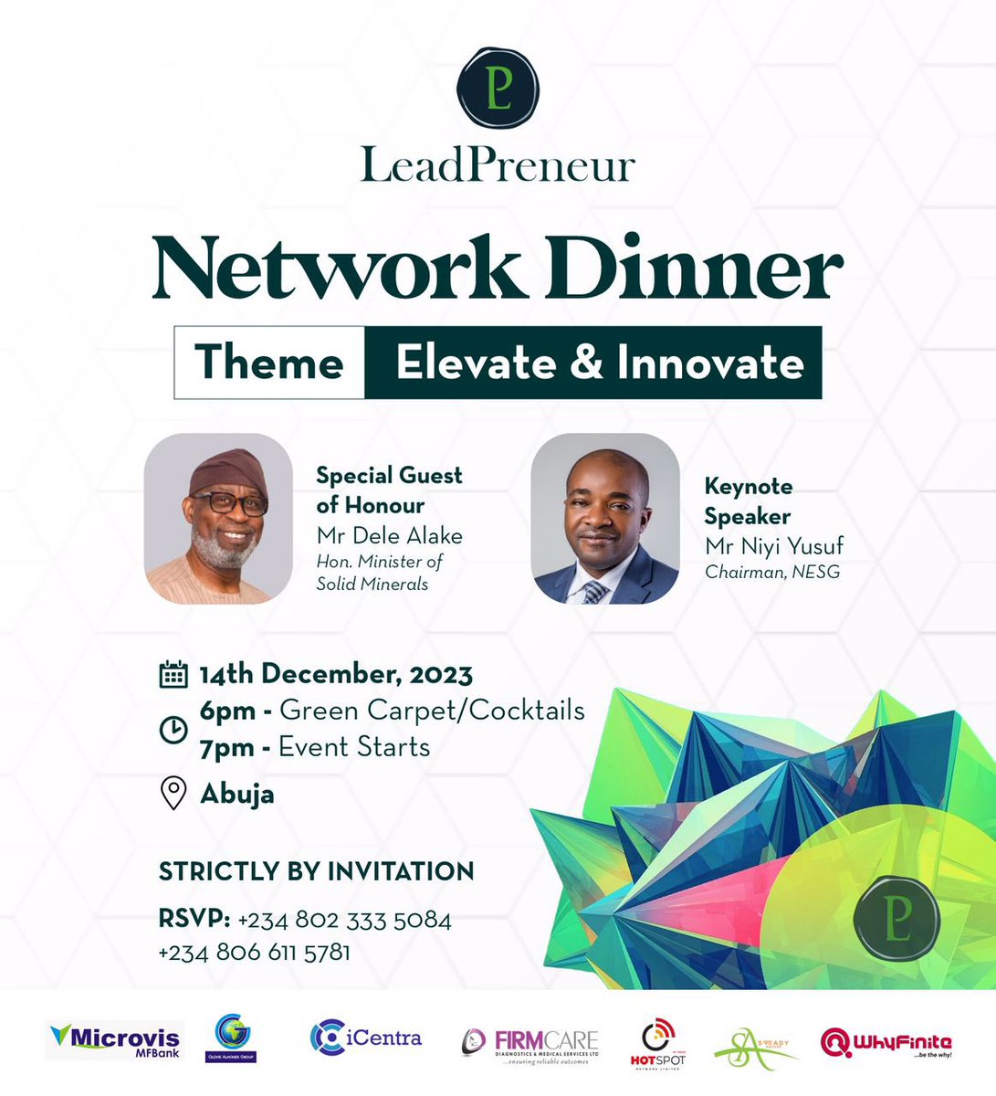 leadpreneur's tweet photo. Exciting night ahead at the LeadPreneur Network dinner! Join us with Special Guest of Honour Mr. Dele Alake and Keynote Speaker Mr. Yusuf. Prepare for inspiring insights, groundbreaking strategies, and empowering success! #Leadpreneur #ElevateAndInnovate #NetworkDinner https://t.co/bxPbKe0nCm