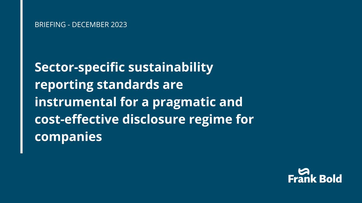 Responsible Companies | Frank Bold (@purposeofcorp) on Twitter photo 🚨 Following the adoption of the first set of EU standards, the #CSRD requires the adoption of complementary sector-specific standards by 2024.
However, the <a href="/EU_Commission/">European Commission</a> is proposing to delay the adoption of this second set to 2026.
Why does this matter? 👇 🚨 Following the adoption of the first set of EU standards, the #CSRD requires the adoption of complementary sector-specific standards by 2024.
However, the <a href="/EU_Commission/">European Commission</a> is proposing to delay the adoption of this second set to 2026.
Why does this matter? 👇