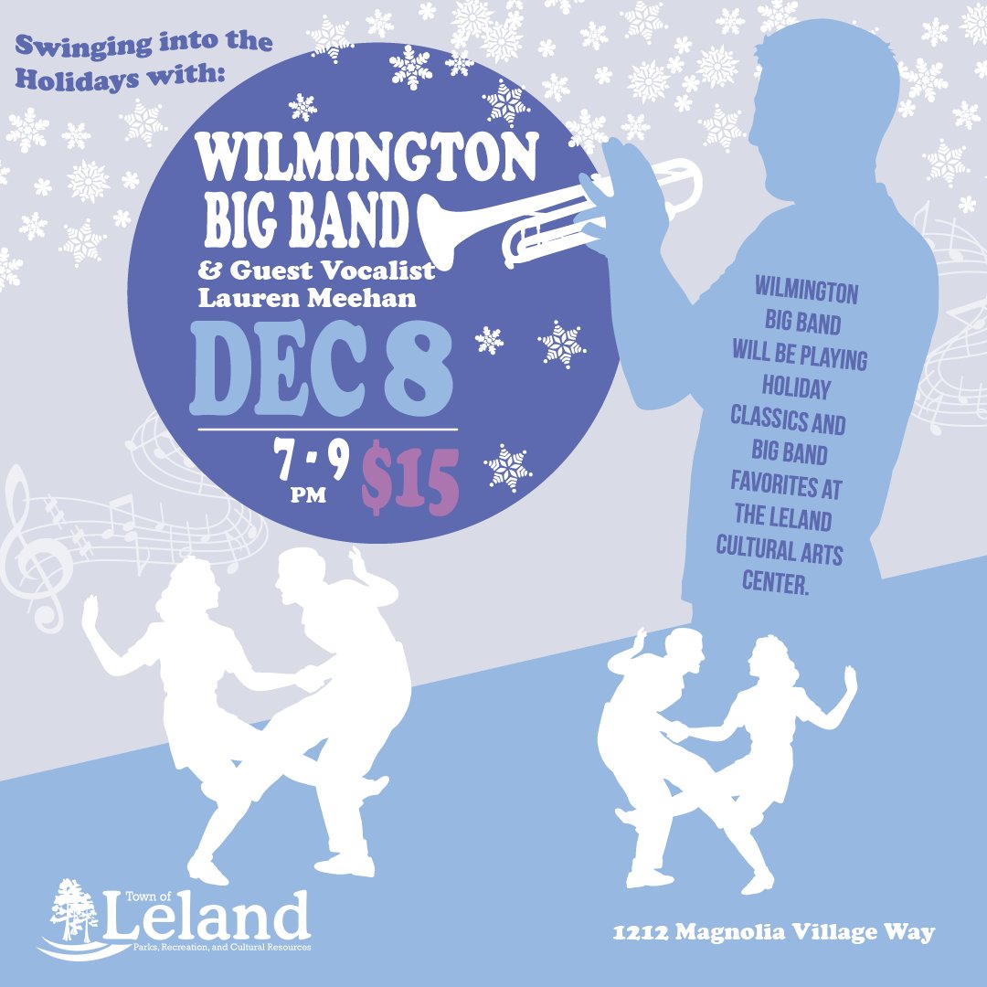 Join us for an unforgettable night with the Wilmington Big Band and guest vocalist Lauren Meehan as they enchant us with timeless holiday classics. You can purchase tickets online or in person at the LCAC. ow.ly/5f7o50QfGir
