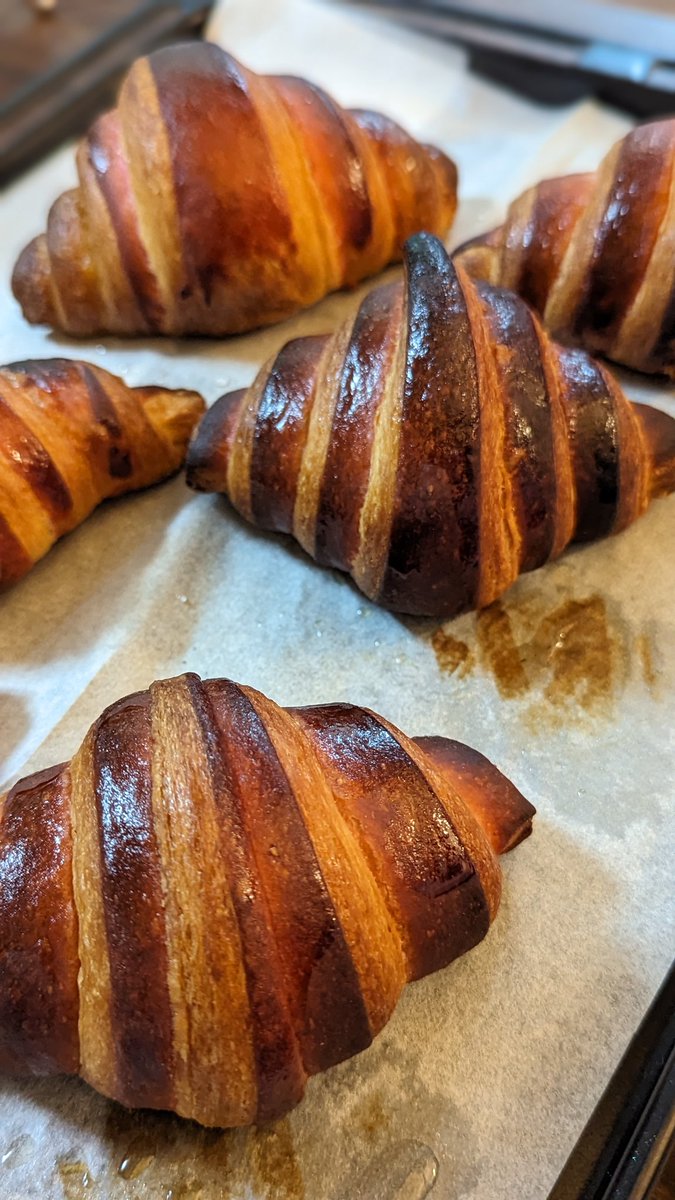 bakeroflight's tweet image. バイカラークロワッサンを習った🤩いろんな生地で試してみたくなる。抹茶は退色しちゃうかなぁ。。。🤔
#作った履歴 #クロワッサン #bakingbread #croissant