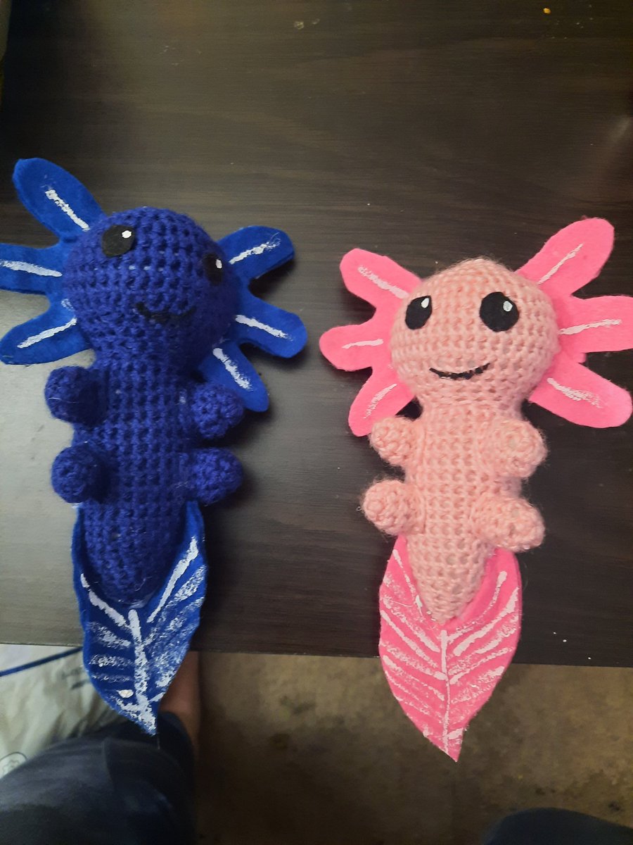 #GM awesome people. Today's post is a super cute one. Axolotls are some of my favorite creatures to make. What do you think? #Axolotls #amphibian #water #aquarium #aquatic #EndangeredSpeciesAct #Mexico #cute #crochet #endangered #creatures #Animal #Lake #habitat #swimming #love