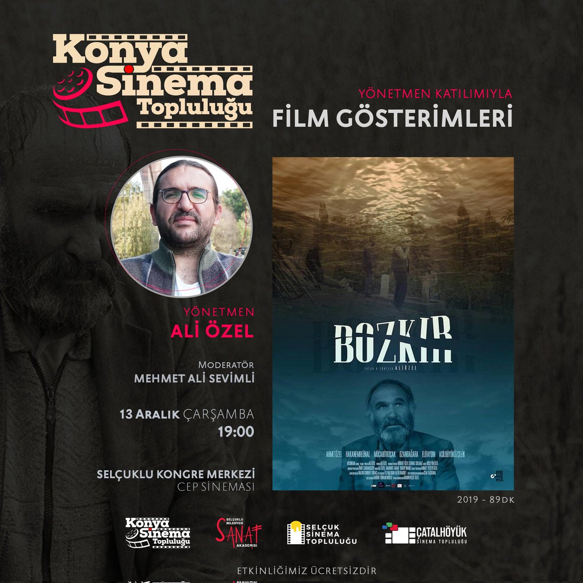 Konya Sinema Topluluğu olarak Yönetmen <a href="/aliozel/">ali özel</a> ile birlikte "Bozkır" filmini izliyoruz.

Detaylı bilgi ve rezervasyon için; instagram.com/sinemakonya?ig…

#konyasinematopluluğu #sinemakonya #bozkır