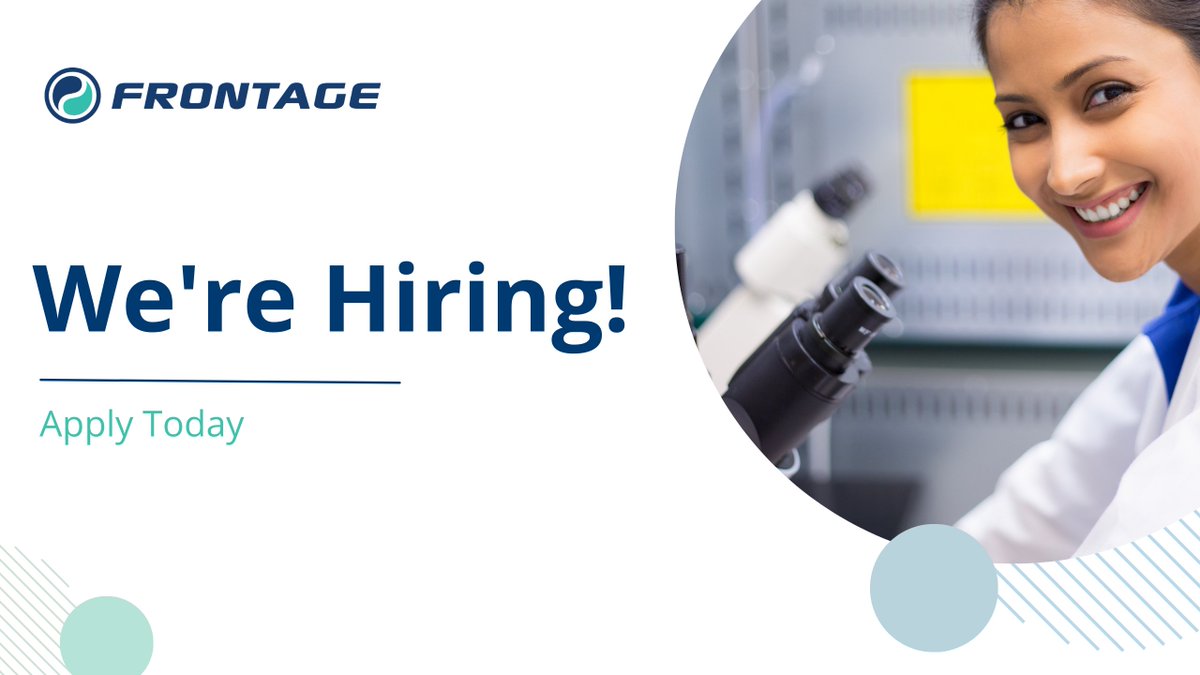 FrontageLabs's tweet image. Frontage provides a stimulating and challenging work environment allowing our employees to meet and exceed their career goals. We continue to grow and are looking for teammates to join us!

Join our team today and apply here: frontagelab.com/about/careers/