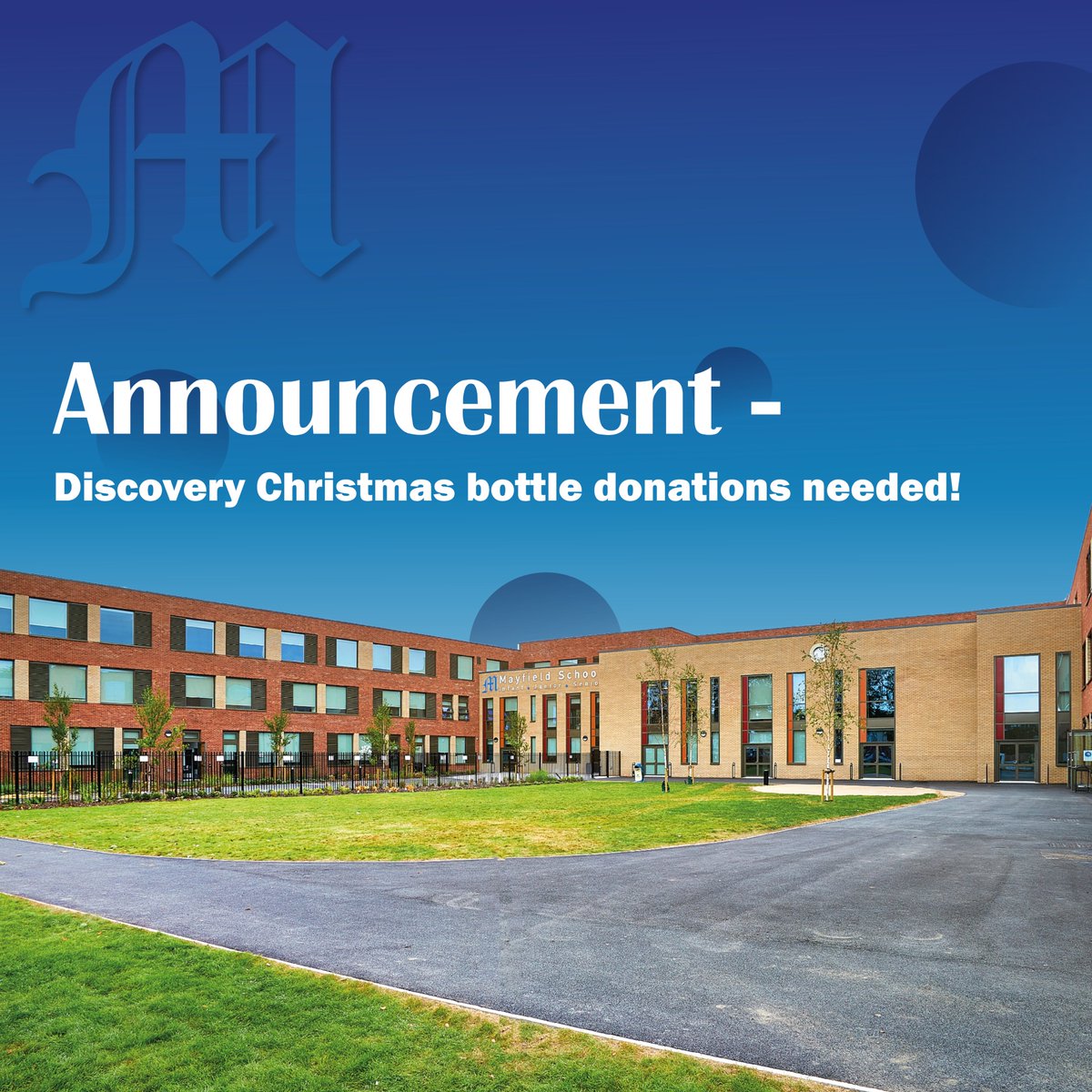 🚨 𝐀𝐧𝐧𝐨𝐮𝐧𝐜𝐞𝐦𝐞𝐧𝐭 - 𝐃𝐢𝐬𝐜𝐨𝐯𝐞𝐫𝐲 𝐇𝐨𝐮𝐬𝐞 𝐂𝐡𝐫𝐢𝐬𝐭𝐦𝐚𝐬 𝐛𝐨𝐭𝐭𝐥𝐞 𝐝𝐨𝐧𝐚𝐭𝐢𝐨𝐧𝐬 𝐧𝐞𝐞𝐝𝐞𝐝!

Any donations are to be passed to the Discovery Team in the House office.  If you wish to donate alcohol, this must be dropped at reception by an adult.