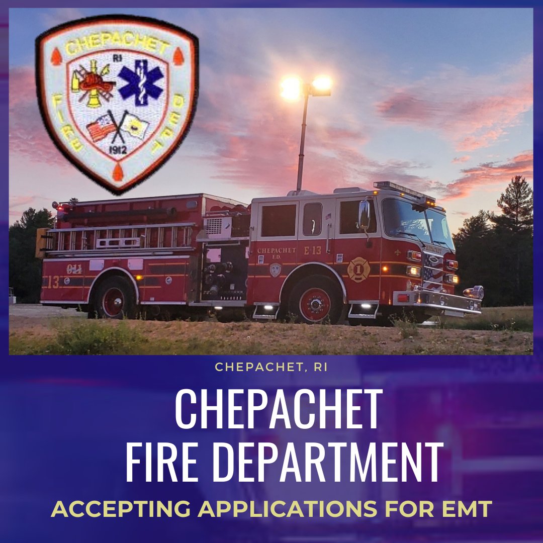 PoliceApp_Com's tweet image. The Chepachet Fire Department is actively seeking a qualified EMT.

Learn More: bit.ly/3uM2E4E

#ChepachetFD #EMTHiring #RhodeIslandJobs #FirstResponderCareers