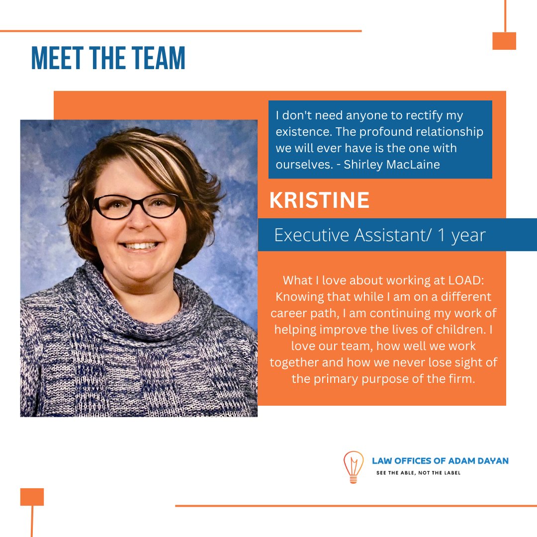 Meet our team! 👥

Kristine has been Adam's executive assistant for almost a year now! Thank you, Kristine, for all you do for us!

#OurTeam #SpecialEducationLaw #NYCSpecialEducationLawyer #SeeTheAbleNotTheLabel