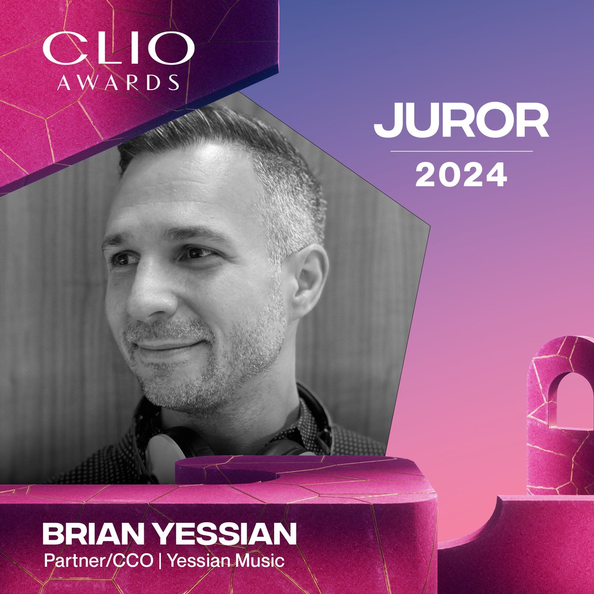 We are proud to announce that Brian is part of the Film Craft Music & Sound Design #Jury at the @ClioAwards 2024‼ 🚀

#Submit your work now!

#yessian #yessianmusic #feelthepowerofsound #clioawards #jury #announcement #submitnow