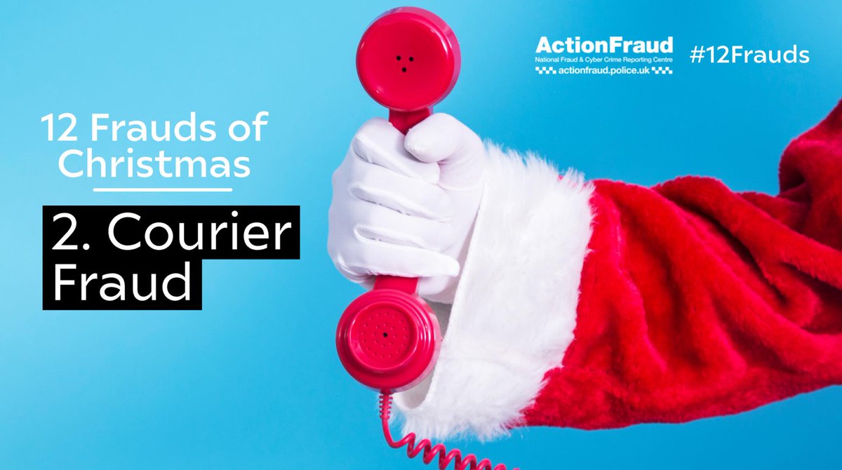 ❗️ Courier fraud is when victims receive a phone call from a criminal who is pretending to be a police officer or bank official. 

🤔 Don’t assume a phone call is authentic just because someone knows your name and address. 

actionfraud.police.uk/courierfraud  

#12Frauds