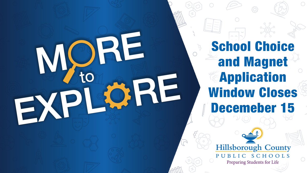HillsboroughSch's tweet image. The application window for School Choice and Magnet is open until December 15 for the 2024-2025 school year. Apply now!  📚🎓

hillsboroughschools.org/choice

#SchoolChoice #MagnetPrograms #WeAreMagnet