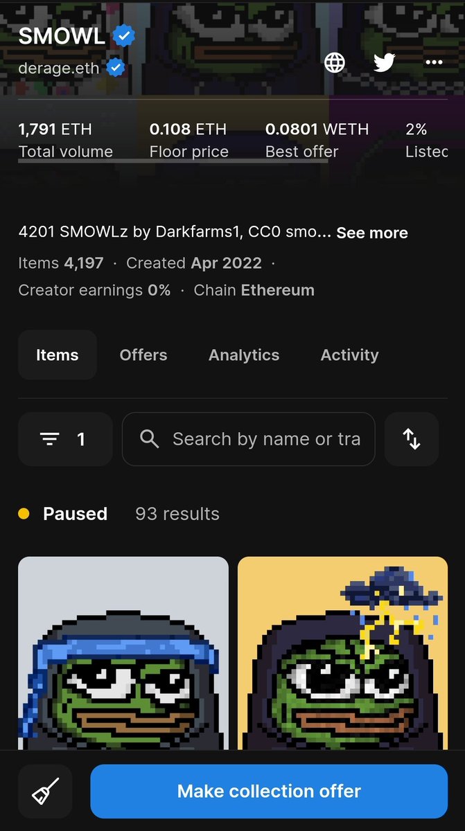 dabmasterjay's tweet image. Less than 100 SMOWLz for sale. Nothing to see here... #rareassets